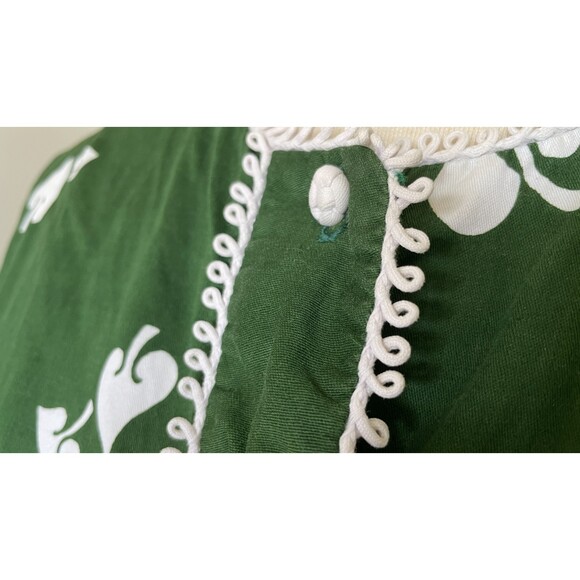 VTG Casual Aire Reef Towers Hawaiian Tiki Village Button Front Green Blouse - Picture 4 of 12